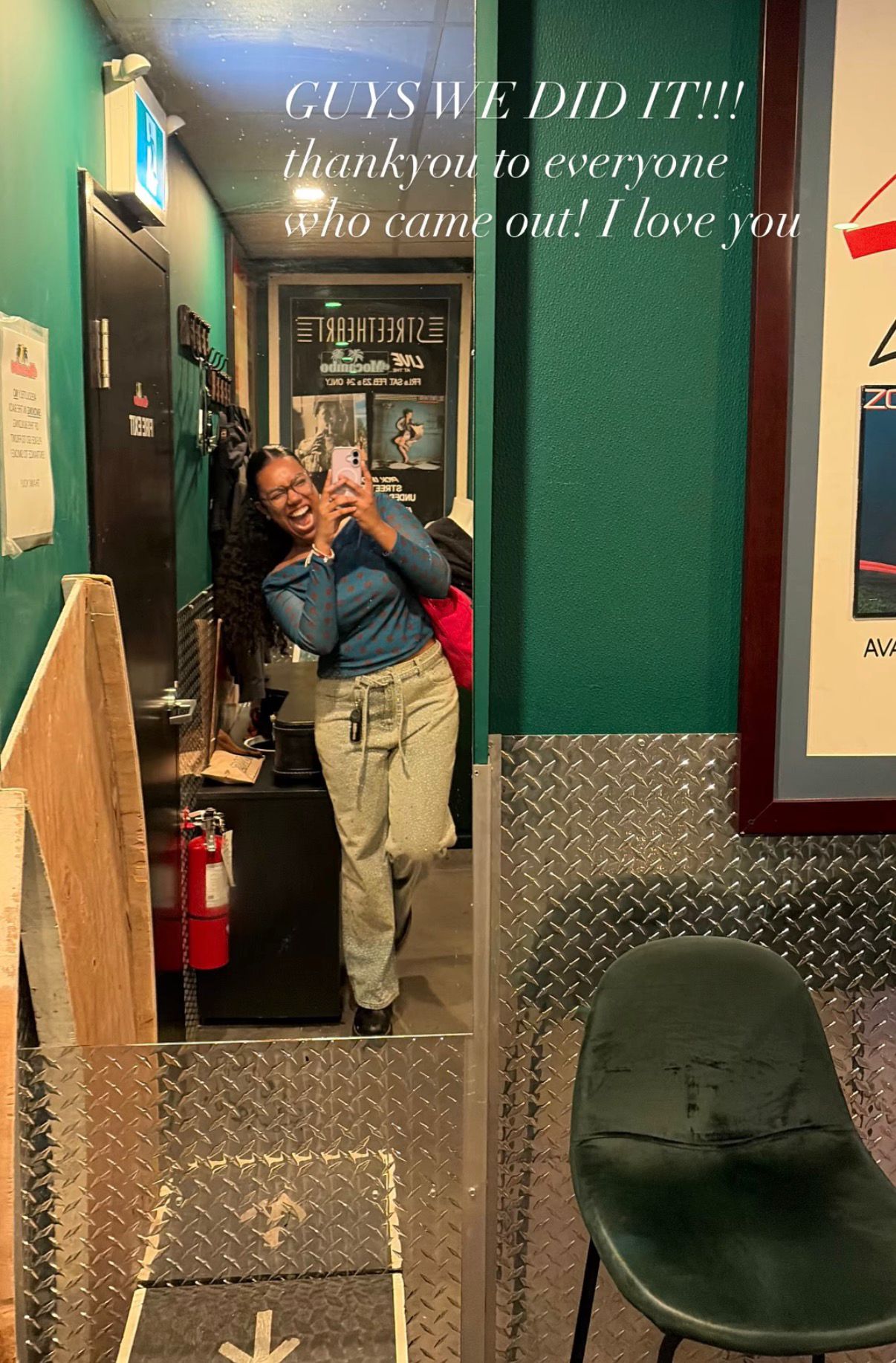 Backstage mirror selfie — GUYS WE DID IT!!!